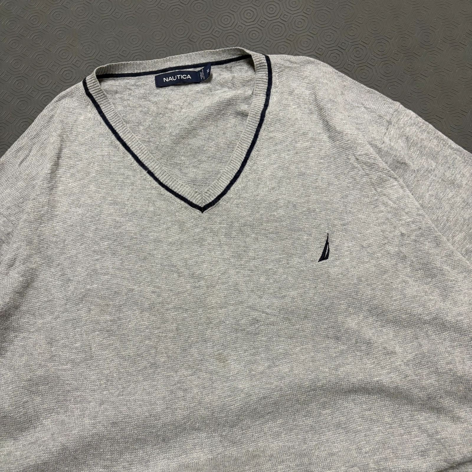 Gray V-Neck Knitwear Sweater XL – photo 6